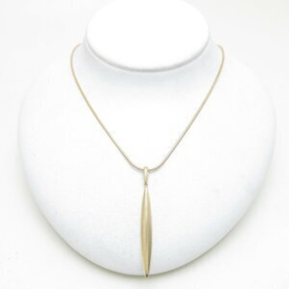 TIFFANY Feather Pendant Necklace Yellow Gold